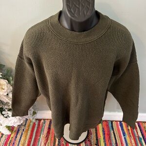 NEW Aerie Waffle Knit Long Sleeve Shirt Sweatshirt Green Medium